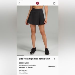 Side-Pleat High Rise Tennis Skirt